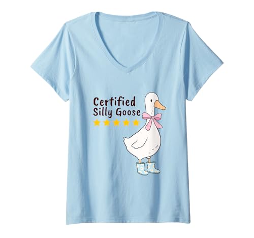 Damen Certified Silly Goose Funny Design T-Shirt mit V-Ausschnitt Damen Certified Silly Goose Funny Design T-Shirt mit V-Ausschnitt von Certified Series
