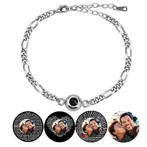 Benutzerdefinierte Armbänder mit Bild im Inneren personalisierte Foto Projektion Armbänder benutzerdefinierte Portrait Schmuck Jahrestag Valentinstag Geburtstag Geschenk für Paar Frauen Männer von Certykllp