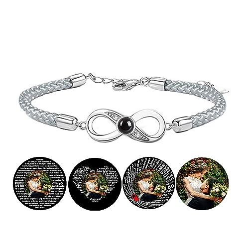 Certykllp Personalisierte Foto Projektion Armbänder mit Bild im Inneren benutzerdefinierte ich liebe dich einstellbares Bild Armband für Männer Frauen Jahrestag Weihnachten Memorial Geschenk von Certykllp