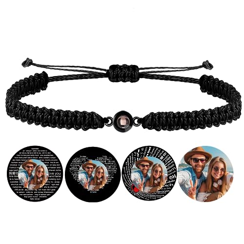 Certykllp Personalisierte Foto Projektion Armbänder mit Bild im Inneren benutzerdefinierte ich liebe dich einstellbares Bild Armband für Männer Frauen Jahrestag Weihnachten Memorial Geschenk von Certykllp