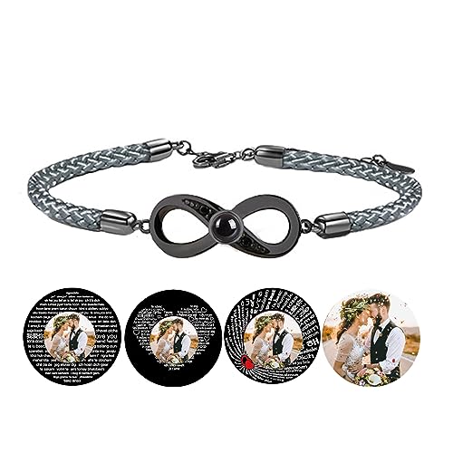 Certykllp Personalisierte Foto Projektion Armbänder mit Bild im Inneren benutzerdefinierte ich liebe dich einstellbares Bild Armband für Männer Frauen Jahrestag Weihnachten Memorial Geschenk von Certykllp