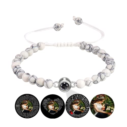 Certykllp Personalisierte Foto Projektion Armbänder mit Bild im Inneren benutzerdefinierte ich liebe dich einstellbares Bild Armband für Männer Frauen Jahrestag Weihnachten Memorial Geschenk von Certykllp