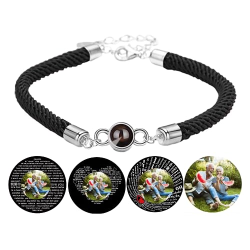 Certykllp Personalisierte Foto Projektion Armbänder mit Bild im Inneren benutzerdefinierte ich liebe dich einstellbares Bild Armband für Männer Frauen Jahrestag Weihnachten Memorial Geschenk von Certykllp