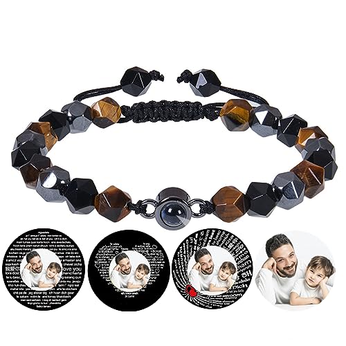 Personalisierte Foto Perlen Armband mit Bild im Inneren benutzerdefinierte Bild Naturstein Armbänder für Jungen Mädchen Frauen Männer Valentinstag Geburtstag Jahrestag jeden besonderen Tag Geschenke von Certykllp