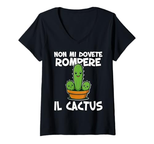 Damen Non mi dovete rompere il cactus Non ne posso più Irriverente T-Shirt mit V-Ausschnitt von Cervelli in fuga - Italiani all'estero