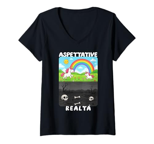 Damen Aspettative vs Realtà, quando Tutto va a finire Male v1 IT T-Shirt mit V-Ausschnitt Damen Aspettative vs Realtà, quando Tutto va a finire Male v1 IT T-Shirt mit V-Ausschnitt von Cervelli in fuga - Italiani all'estero