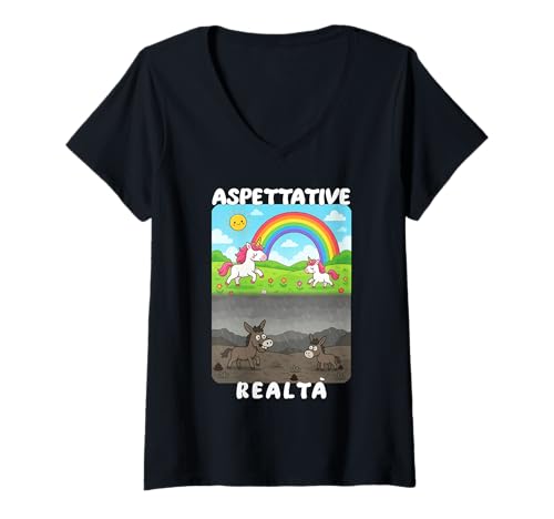 Damen Aspettative vs Realtà, quando Tutto va a finire Male v2 IT T-Shirt mit V-Ausschnitt Damen Aspettative vs Realtà, quando Tutto va a finire Male v2 IT T-Shirt mit V-Ausschnitt von Cervelli in fuga - Italiani all'estero