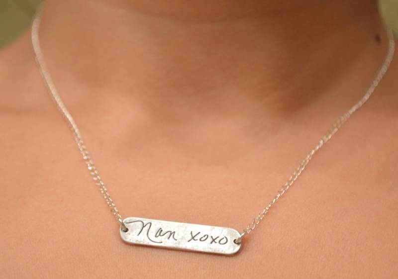 Geliebte Ein Tatsächlicher Handschrift Bar Halskette von CervelliDesigns