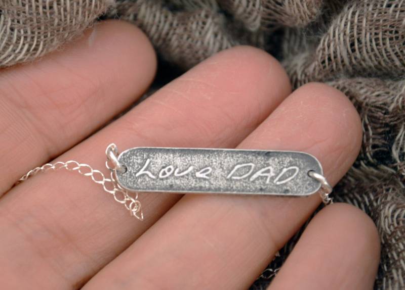 Liebte Die Eigentliche Handschrift Bar Halskette, Feinsilber | 99.9%fs von CervelliDesigns