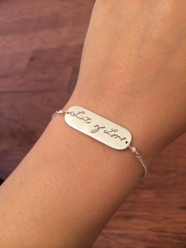 Tatsächliche Handschrift Signatur Armband, Sterling Silber Tatsächliche Handschrift Signatur Armband, Sterling Silber von CervelliDesigns