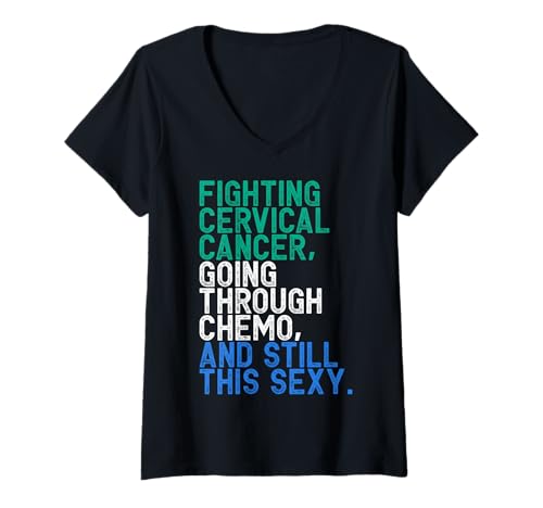 Damen Lustiger Cervical Cancer Fighter Chemo Patient Inspirational T-Shirt mit V-Ausschnitt Damen Lustiger Cervical Cancer Fighter Chemo Patient Inspirational T-Shirt mit V-Ausschnitt von Cervical Cancer Awareness Designs