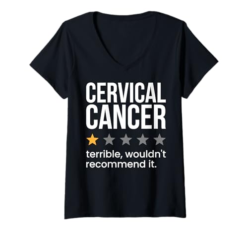 Damen Gebärmutterhalskrebs One Star Bewertung Gebärmutterhalskrebs Bewusstsein T-Shirt mit V-Ausschnitt Damen Gebärmutterhalskrebs One Star Bewertung Gebärmutterhalskrebs Bewusstsein T-Shirt mit V-Ausschnitt von Cervical Cancer Survivor Designs for Awareness