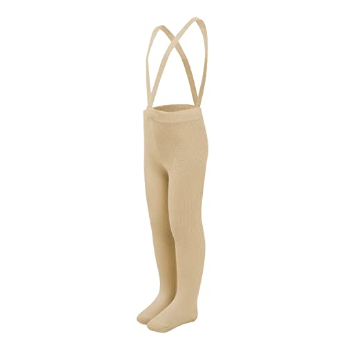 Cesarah Kinderstrumpfhose mit Trägern, Made in Europe, 100% Baumwolle, Modell ‘Noah’, Beige, 80/86 von Cesarah