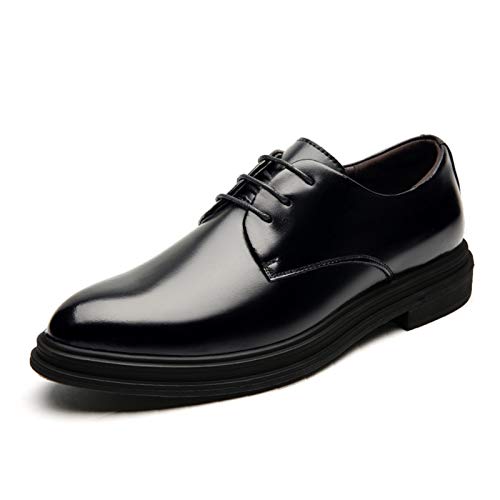 Kleid Oxford for Männer Schnürung Derby Schuhe runden Zehen Vegan Leder Low Top Non Slip Anti-Ruth Block Heel Classic Klassiker Für viele Gelegenheiten geeignet (Color : Black, Size : 42 EU) von Cesisan
