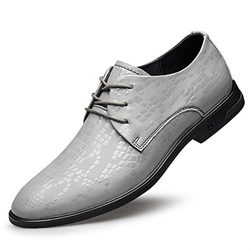 Kleid Oxford for Männer schnüren Florale runde Zehen Derby Schuhe Faux Leder Low Slip Resistant Block Heel Geschäft Geeignet für viele Gelegenheiten. (Size : 38 EU, 颜色 : Grey) von Cesisan