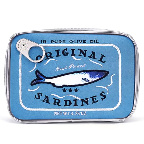 Canned Sardines Make-up-Tasche, kreative niedliche Make-up-Tasche, Dosenfisch-Kosmetiktasche, Kosmetiktasche, ästhetische Kulturtasche für Frauen und Mädchen, blau von Cessfle