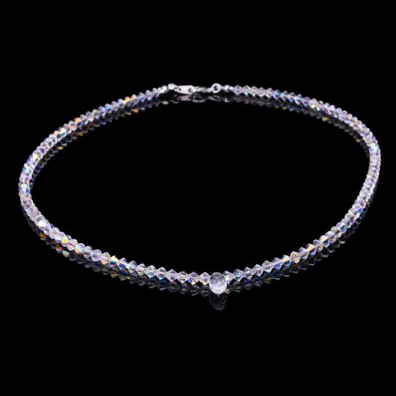 Crystal Clear Ab Teardrop Halskette Sterling Silber Crystal Clear Ab Teardrop Halskette Sterling Silber von CestBelleByMimi