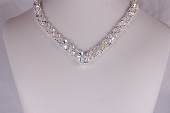 Crystal Clear Ab V Halskette Sterling Silber Crystal Clear Ab V Halskette Sterling Silber von CestBelleByMimi
