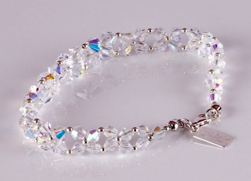 Kristall Klar Ab Zweireihig Sterling Silber Armband von CestBelleByMimi