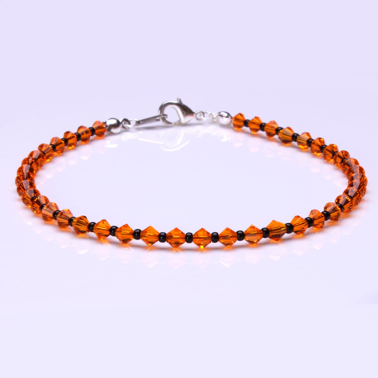 Orange Kristall Und Schwarze Seedbead Anklet Orange Kristall Und Schwarze Seedbead Anklet von CestBelleByMimi