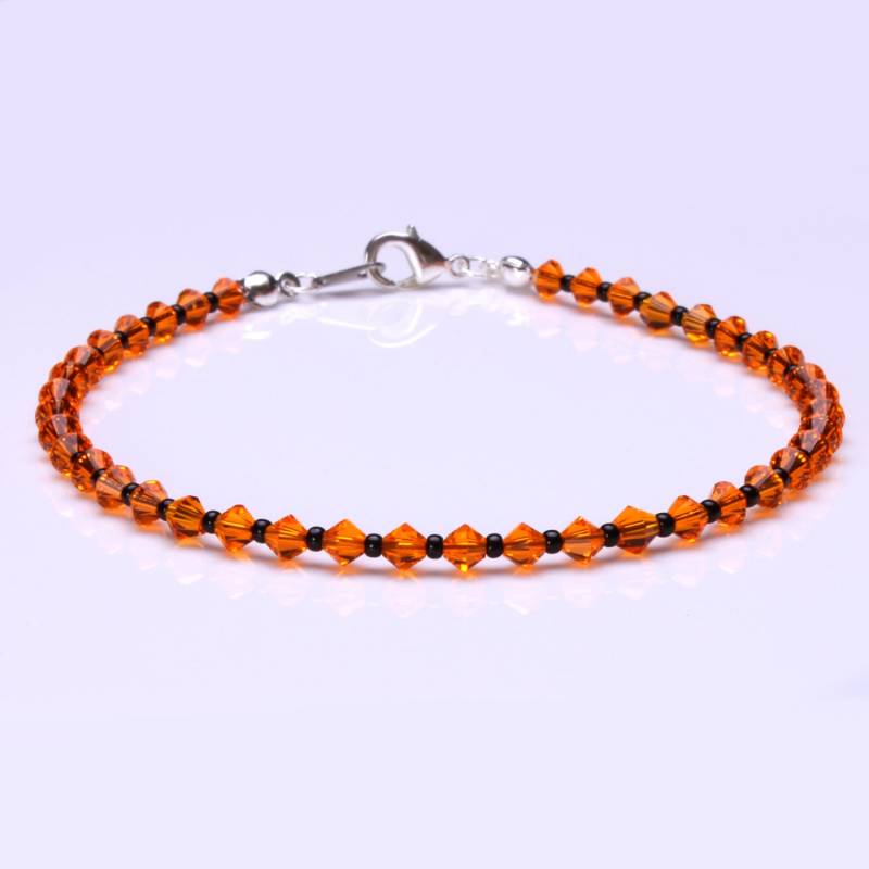Orange Kristall Und Schwarze Seedbead Anklet Orange Kristall Und Schwarze Seedbead Anklet von CestBelleByMimi