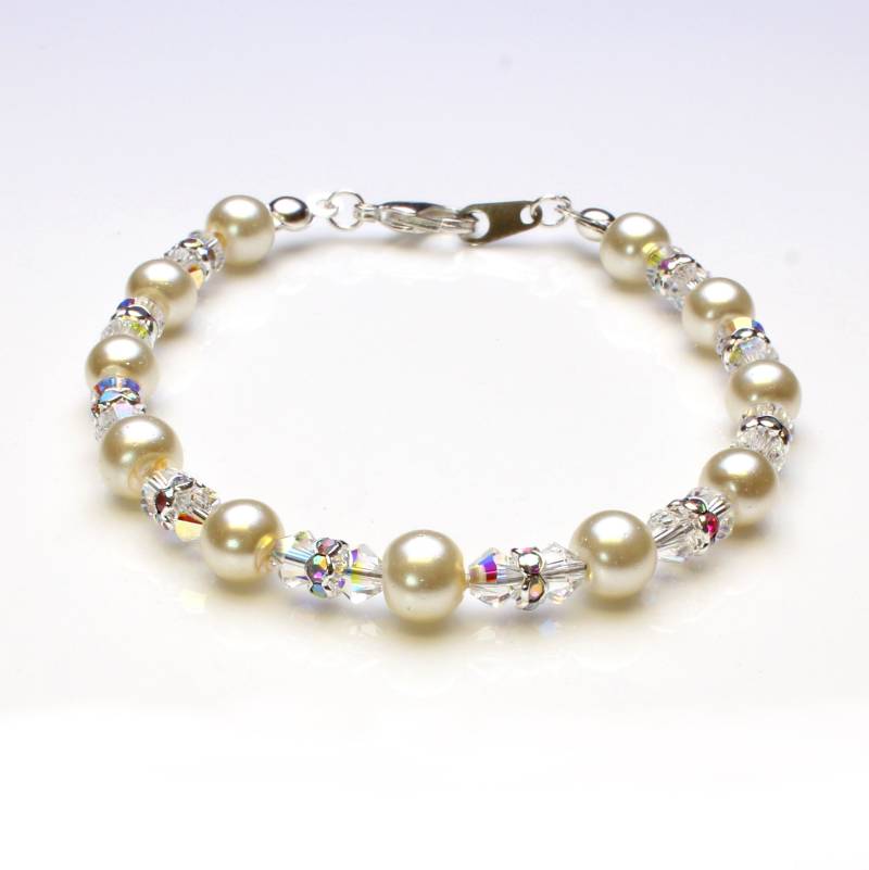 Weiße Glasperle Und Klare Ab Kristall Bicone Armband Weiße Glasperle Und Klare Ab Kristall Bicone Armband von CestBelleByMimi