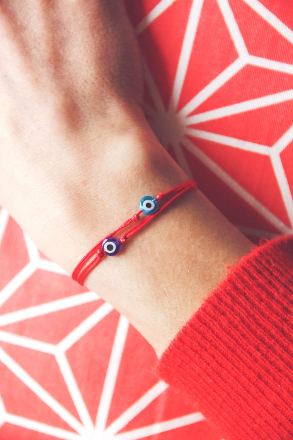 Armband Böses Auge/Porte Bonheur Rouge De Plage D'amitié von Cestbonpourcquetas