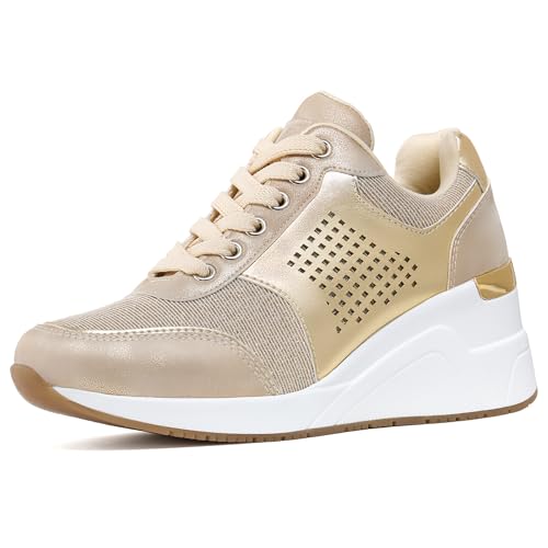 Cestfini Damen Keilsneaker, Keilabsatz Sneaker, Plateau Schnürschuhe, Casual Wedges Turnschuhe für Alltagskleidung Cestfini Damen Keilsneaker, Keilabsatz Sneaker, Plateau Schnürschuhe, Casual Wedges Turnschuhe für Alltagskleidung von Cestfini