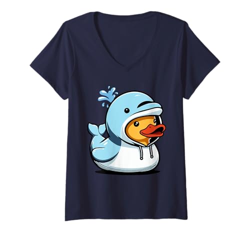 Damen Delphin Badeente Schweinswal T-Shirt mit V-Ausschnitt Damen Delphin Badeente Schweinswal T-Shirt mit V-Ausschnitt von Cetacean Duckling