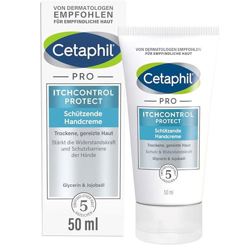 CETAPHIL PRO ItchControl Protect Schützende Handcreme, 50ml, Für sehr trockene und gereizte Hände, Stärkt die Widerstandskraft der Hände, Mit Jojoba-Öl & Glycerin von Cetaphil