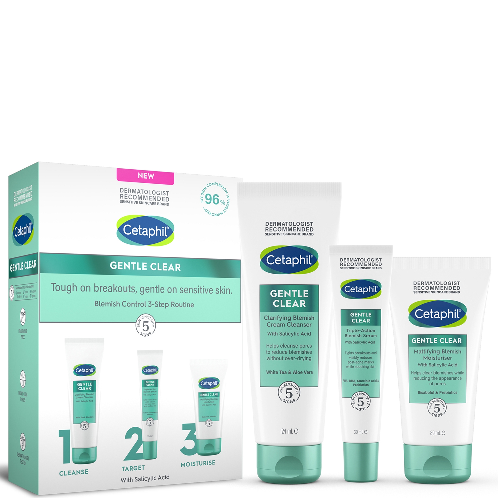 Cetaphil Gentle Clear 3-Stufen-Routine-Set zur Kontrolle von Hautunreinheiten Cetaphil Gentle Clear 3-Stufen-Routine-Set zur Kontrolle von Hautunreinheiten von Cetaphil