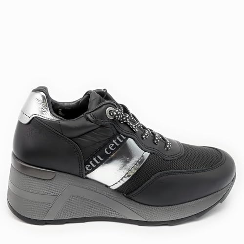 Cetti GEMÜTLICH Y Elegante SPORTLICH CUÑA Damen 1149 Glattleder-NAYLON SCHWARZ Talla 37 von Cetti
