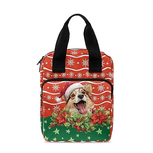 Ceudet AFlowers Bibeltaschen für Herren, Bibelhülle für Damen, Bibel mit Griff, Bibelbuchtasche mit Reißverschlusstasche, Weihnachtsmütze für Hunde, Blumenmuster, Einheitsgröße von Ceudet