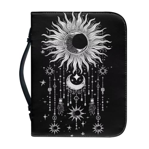 Ceudet Bibeletui aus Leder mit Bibelhülle, klein, Leder mit Griff und Bibelhüllen mit Reißverschluss, für Bibelstudium, katholische Geschenke, Die Sonne und der Mond, L von Ceudet