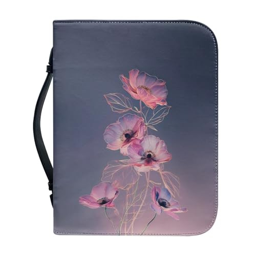 Ceudet Bibeletui aus Leder mit Bibelhülle, klein, Leder mit Griff und Bibelhüllen mit Reißverschluss, für Bibelstudium, katholische Geschenke, Rosa Blumen 4, xl von Ceudet