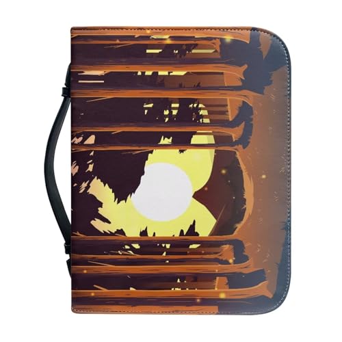 Ceudet Bibelhülle aus Leder, Schneeszene, Bibeltasche für Damen, Herren, Bibelhüllen für Damen, PU-Leder, Bibelhülle mit Reißverschluss, große Bibel-Tragetasche, passend für Bibelhalter, Tasche für von Ceudet