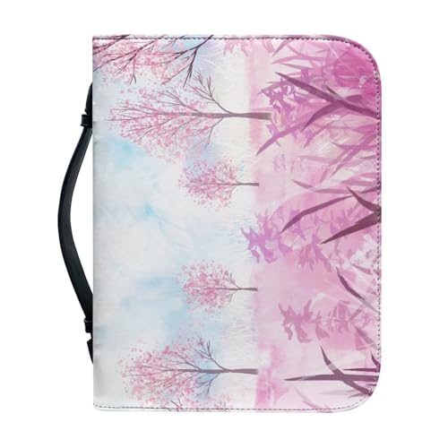 Ceudet Bibelhülle aus Leder, Schneeszene, Bibeltasche für Damen, Herren, Bibelhüllen für Damen, PU-Leder, Bibelhülle mit Reißverschluss, große Bibel-Tragetasche, passend für Bibelhalter, Tasche für von Ceudet