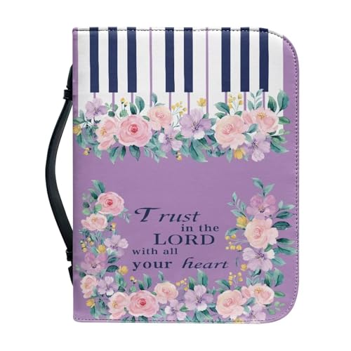 Ceudet Bibelhülle aus Leder für Frauen und Mädchen, Sonnenblume und Psalm, Bibelbuch, Tragetasche, Schrifttasche, Kirchentasche, Bibel mit Grifftaschen, Blume und Psalm, xxl von Ceudet