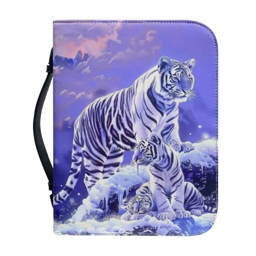 Ceudet Bibelhülle aus PU-Leder für Männer und Frauen, Aand Cross Bibelhülle, Bibelbuchhülle, Bibeltasche, L, The Tiger's Family, M von Ceudet