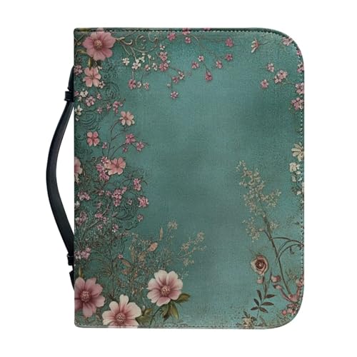 Ceudet Bibelhülle aus PU-Leder für Männer und Frauen, Aand Kreuz, Bibelhülle, Bibelbuchhülle, Bibeltasche, L, Rosa Blumen 3, xxl von Ceudet