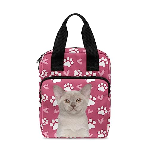Ceudet Bibelhülle für Damen, Bibelhülle, Bibelhüllen, Tragetasche, Bibeltasche für Herren, mit Reißverschlusstasche, Katzenpfoten-Herz, Rosa, Einheitsgröße von Ceudet