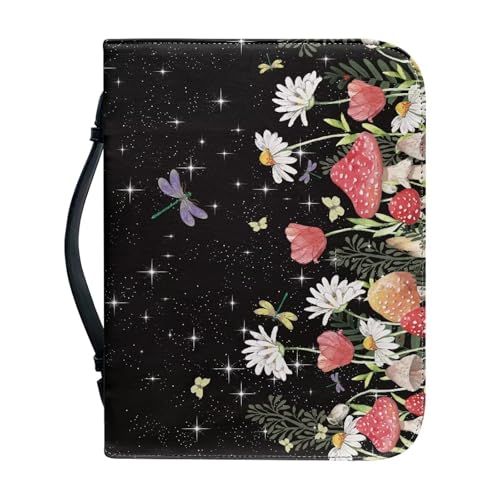 Ceudet Bibelhülle für Damen und Herren, Leder, Bibelhalter für Damen und Herren, Libellen-Pilz, M von Ceudet