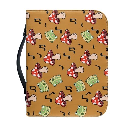 Ceudet Bibelhülle für Damen und Herren, Leder, Bibelhalter für Damen und Herren, Pilze, Frösche, xxl von Ceudet