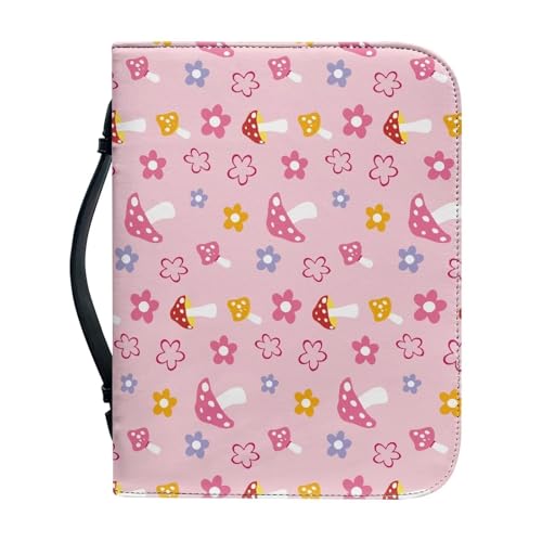 Ceudet Bibelhülle für Damen und Herren, Leder, Bibelhalter für Damen und Herren, Rosa Gänseblümchen-Pilz, xl von Ceudet