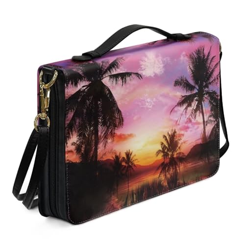 Ceudet Bibelhülle für Damen und Herren, Leder, Bibelzubehör, Bibeltasche, Tragetasche, Buchumschlag für Hardcover, Sonnenuntergangsansicht, xxl von Ceudet