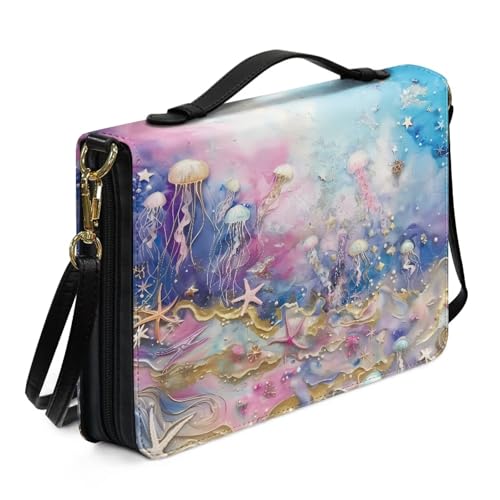 Ceudet Bibelhülle für Damen und Herren, Leder, Bibelzubehör, Bibeltasche, Tragetasche, Buchumschlag für Hardcover, quallendesign, M von Ceudet