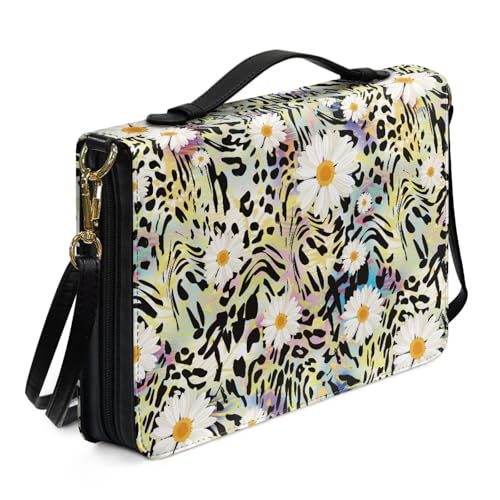 Ceudet Bibelhülle für Damen und Herren, Leder, Western-Bibelhülle, Bibelhüllen für Damen und Herren, mit Taschen, Chrysanthemen-Tierdruck, xxl von Ceudet