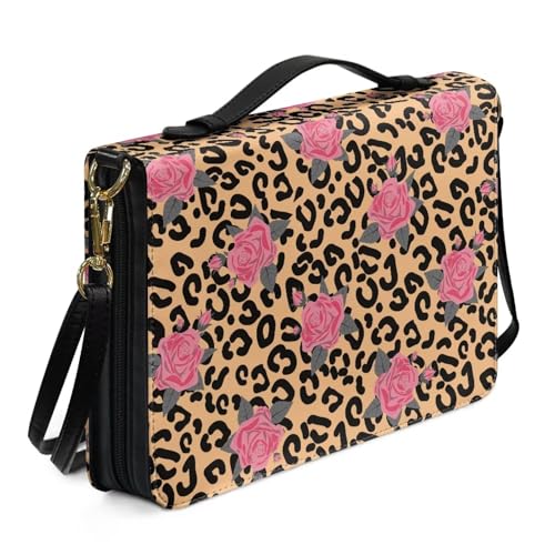 Ceudet Bibelhülle für Damen und Herren, Leder, Western-Bibelhülle, Bibelhüllen für Damen und Herren, mit Taschen, Rosa Rose 01, xl von Ceudet
