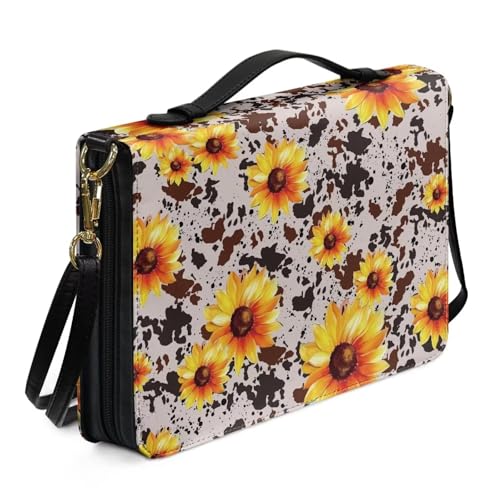 Ceudet Bibelhülle für Damen und Herren, Leder, Western-Bibelhülle, Bibelhüllen für Damen und Herren, mit Taschen, Sonnenblumen mit Tiermotiv, xl von Ceudet