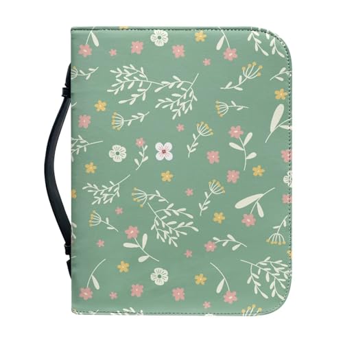 Ceudet Bibelhülle für Damen und Herren, Leder, extra groß, Bibelhülle, mittlere Bibelhülle, Kleine zerkleinerte Blume, xxl von Ceudet